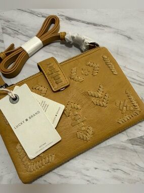 Lucky Brand Honey Mustard Woven Accent Crossbody Wallet Bag